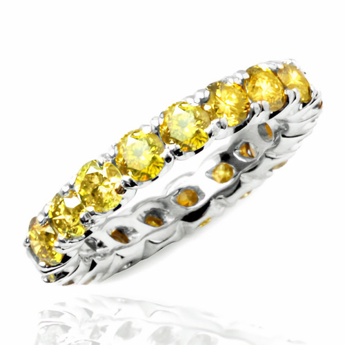 1.5 Carat Canary Yellow Diamond Eternity Wedding Ring Bridal Band