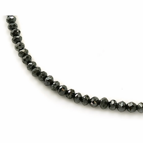 15 Carat Black Diamond Faceted Bead Necklace