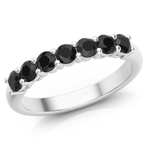0.70ct 7-Stone Fancy Black Diamond Anniversary Wedding Ring