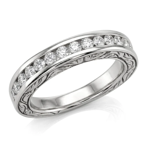 0.65ct Channel-Set Diamond Wedding Ring Vintage Style Band