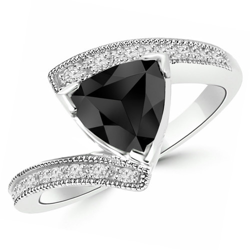 Trilliant Rose Cut Black Diamond Engagement Ring