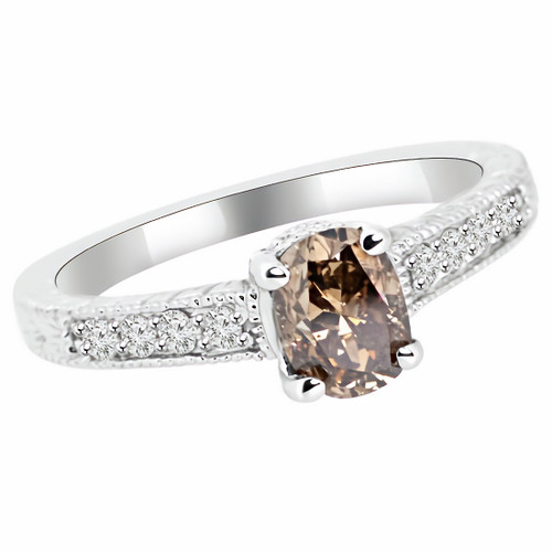 Oval Champagne Brown Diamond Engagement Ring