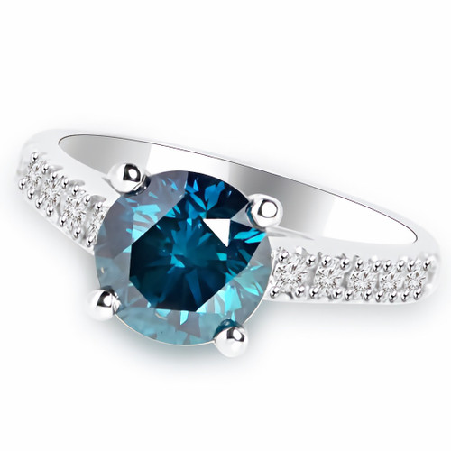 Large Fancy Blue Diamond Engagement Ring