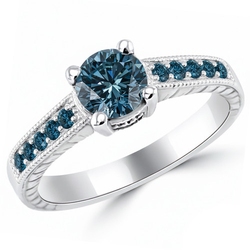 Vintage Style Fancy Blue Diamond Engagement Ring