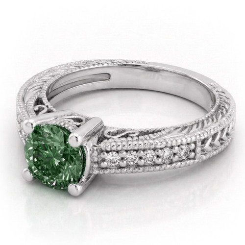 Fancy Green Diamond Antique-Style Engagement Ring