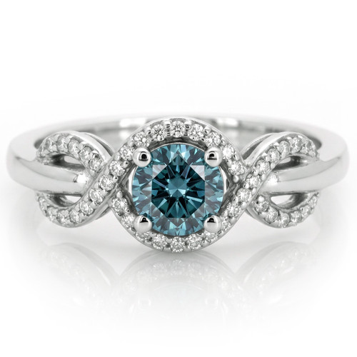Fancy Blue Diamond Infinity Engagement / Promise Ring
