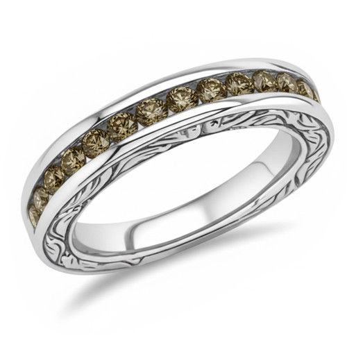 Channel-Set Fancy Brown Diamond Wedding Ring Vintage