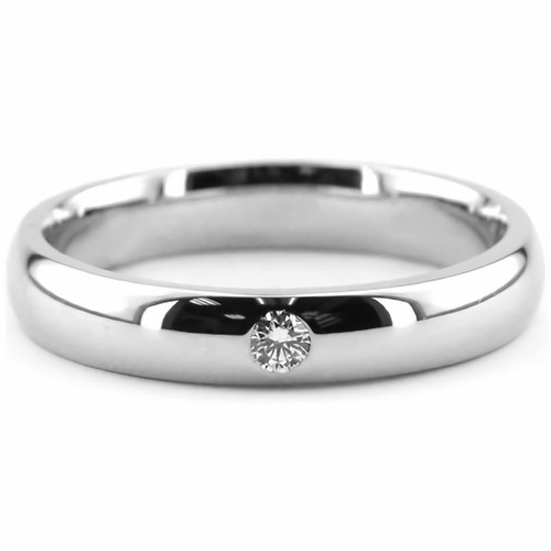 Men's 4mm Wide Domed Diamond Wedding Ring