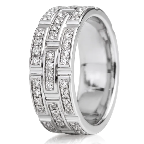 Men's Pave-Set Diamond Wedding Band Chain Link Style Eternity Ring