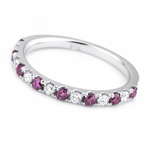 Purple-Pink and White Diamond Anniversary Wedding Ring