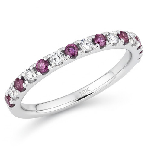 Purple-Pink and White Diamond Anniversary Wedding Ring