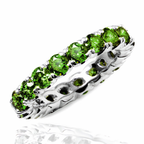 Fancy Green Diamond Eternity Band Bridal Wedding Ring