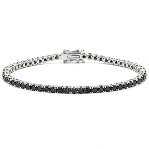 Fancy Black Diamond Tennis Eternity Bracelet 14k Gold