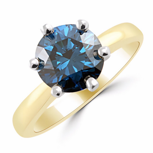 2 Carat Fancy Blue Diamond Solitaire Engagement Ring