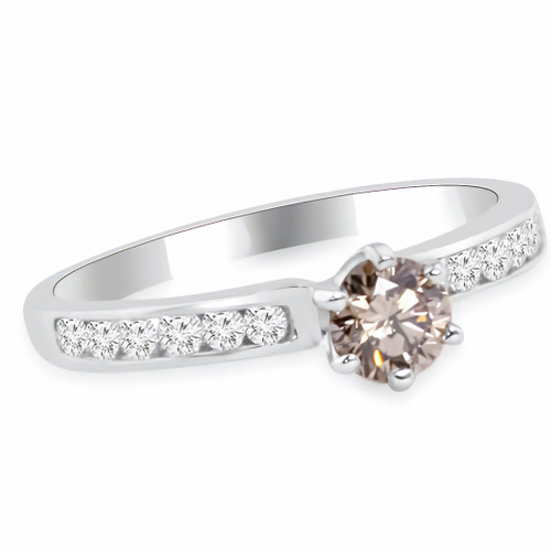 Champagne Brown Diamond Engagement Ring Channel-Set