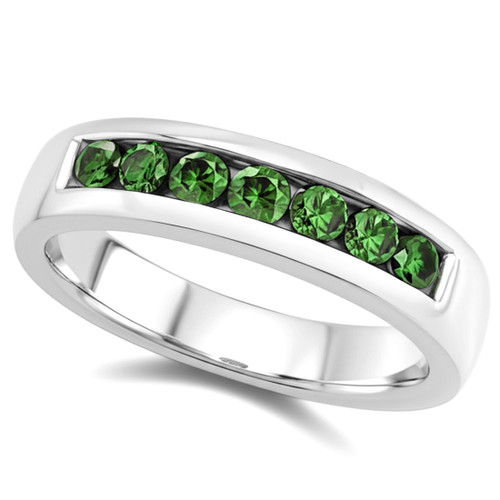 Channel-Set Green Diamond Men's Wedding Ring Band