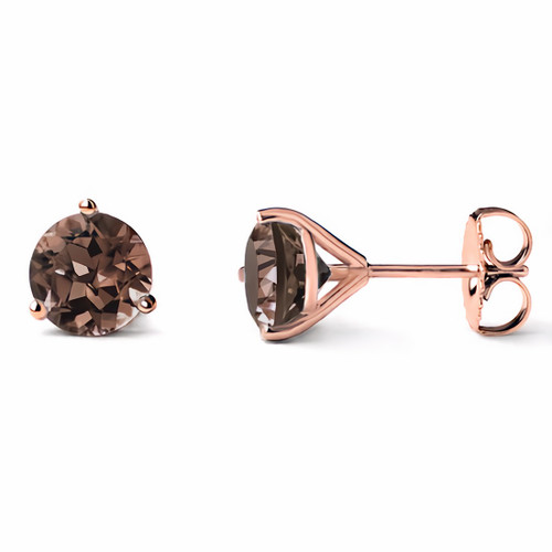 Smokey Topaz Martini-Glass Stud Earrings 14k Rose Gold