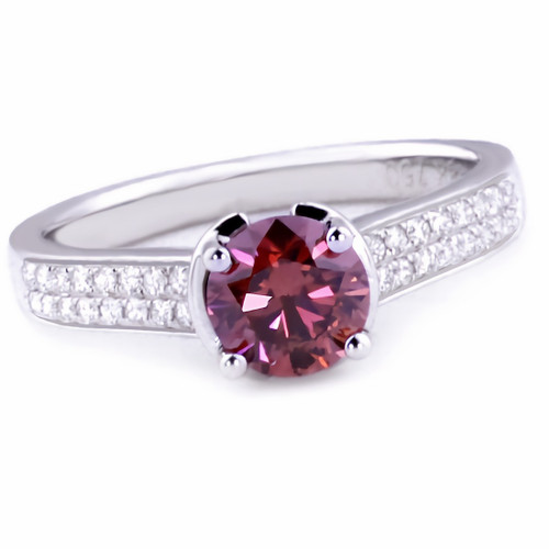 Purple Pink Diamond Engagement Ring Double Row