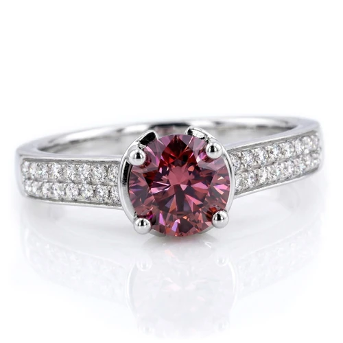 Fancy Purple-Pink Diamond Engagement Ring 18k White Gold