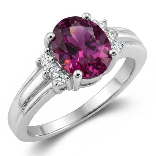 Purple-Pink Oval Sapphire and Diamond Engagement Ring