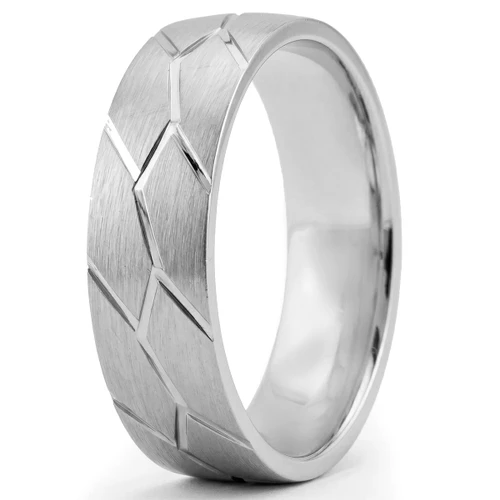 Matte-Finished 950 Platinum Wedding Band Domed Men's Satin Ring