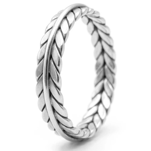 4mm Braided Wedding Band Handmade Weave Ring 14k Gold