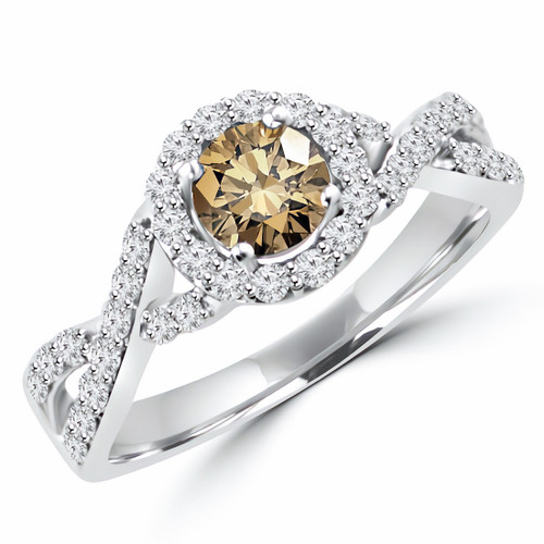 Fancy Champagne Brown Diamond Halo Infinity Engagement Ring