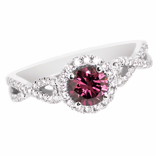 Purple Pink Diamond Halo Infinity Engagement Ring