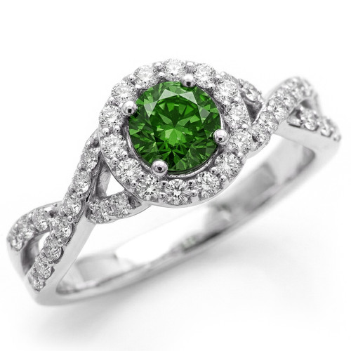 Fancy Green Diamond Halo Infinity Engagement Ring