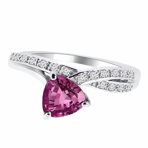 Trillion Cut Pink Sapphire Diamond Promise Ring