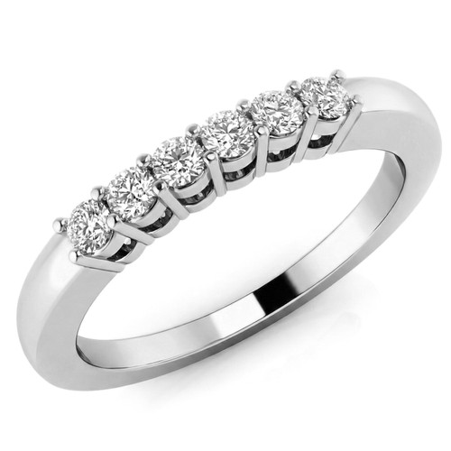 6-Stone Diamond Wedding Band Anniversary Ring White Gold