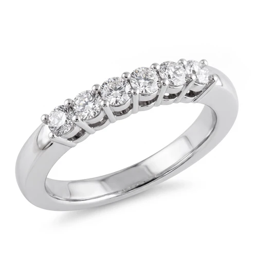 Six-Stone Diamond Wedding Band Anniversary Ring White Gold
