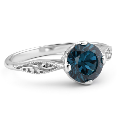London-Blue Topaz Solitaire Engagement Ring Vintage Style