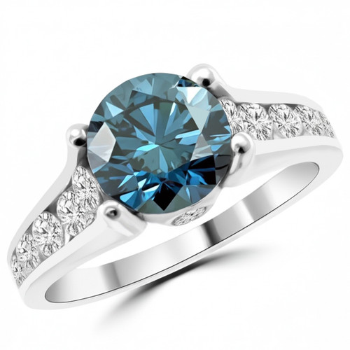Large Fancy Blue Diamond Engagement Ring