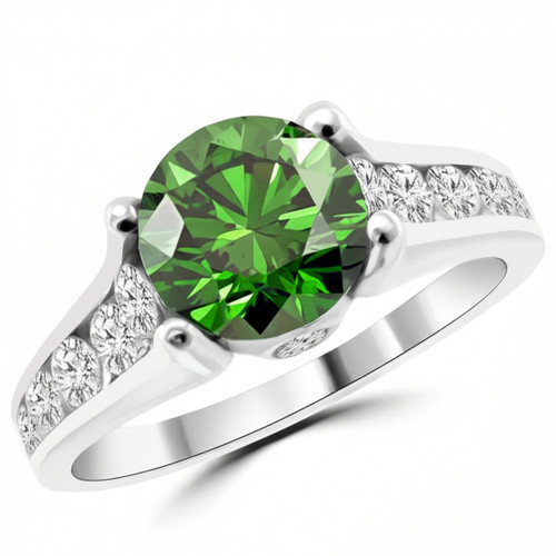 Large Fancy Green Diamond Engagement Bridal Ring