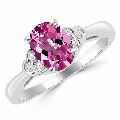 Oval Pink Sapphire Diamond Bridal Engagement Ring White Gold