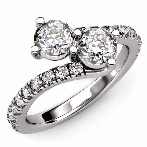 2-Stone Entwined Diamond Couple Promise Ring