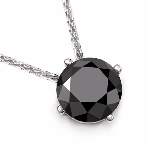 Large 3.5 Carat Black Diamond Solitaire Pendant Necklace