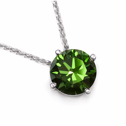 Green Diamond Solitaire Pendant Necklace 14k Gold
