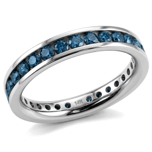 Fancy Blue Diamond Channel-Set Eternity Wedding Ring Band