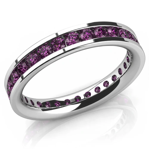 One Carat Purple Pink Diamond Channel-Set Wedding Band Eternity Ring