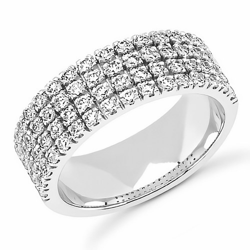 1 Carat 4-Row Diamond Wedding Band Cocktail Ring