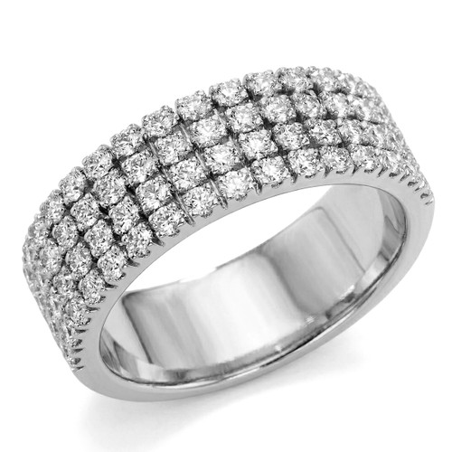 1 Carat Four-Row Diamond Wedding / Statement Ring Pave-Set Band