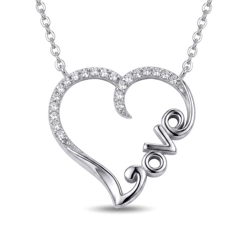 Unique Diamond Heart Pendant Love Necklace 14k Gold