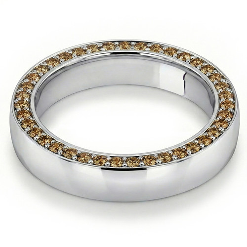 Side-Set Fancy-Brown Diamond Eternity Wedding Band Men's Ring
