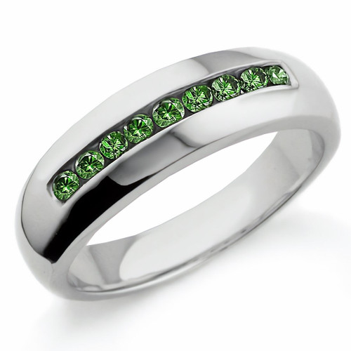 Fancy Green Diamond Men's Wedding Band Channel-Set Ring