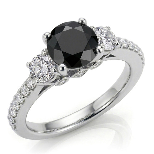 Fancy Black and White Diamond 3-Stone Engagement Ring