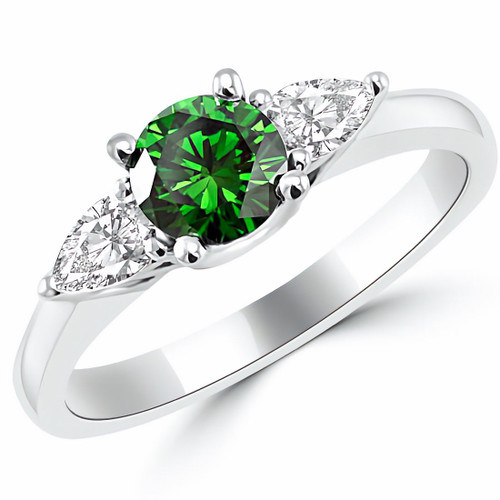 VS1 Green White Diamond 3-Stone Engagement Ring