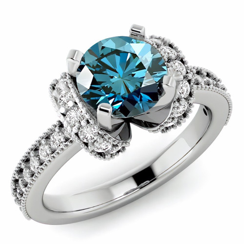 VS1 Fancy-Blue Diamond Unique Engagement Ring