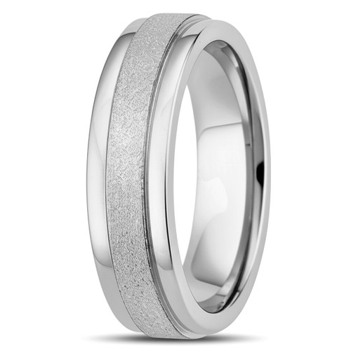 Sandblast Matte and Polished 14k Gold Wedding Band Ring